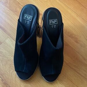 F&F Women's Black Suede Mules